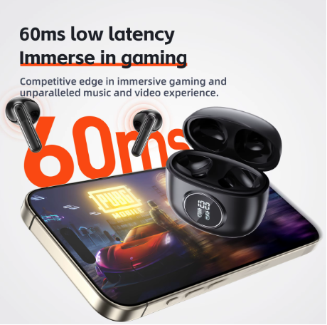 QERE-E40 Wireless Headphones, Bluetooth Earphones, 5.3,TWS HD Microphone, 13mm Driver,60ms Low Latency,4 Mics, ENC Call, New
